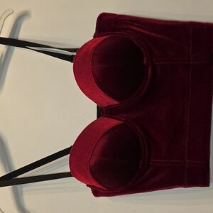 Elegant Red Velvet Bustier Top